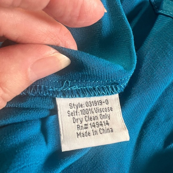 NWT Johnny Was Tiered Mandarin Collar Dress Long Sleeve Blue Large - Picture 7 of 8